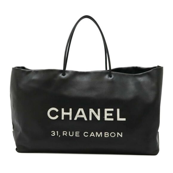 Chanel Leather Logo Tote Bag - Picture 1 of 9